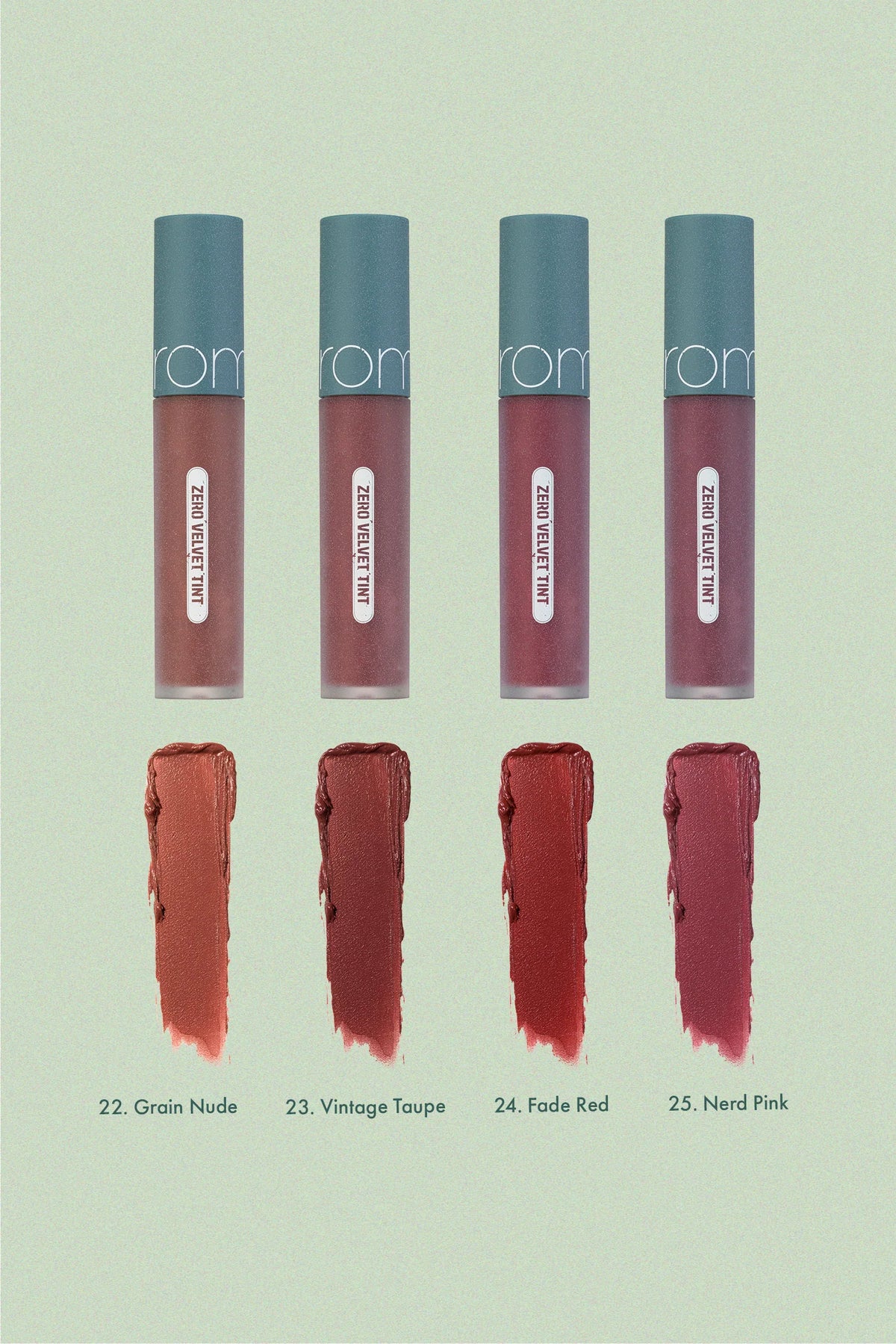 Rom&nd Zero Velvet Tint Vintage Filter Series – Long - Lasting Matte Lip Tint for Soft, Velvety Lips - Korean Beauty KR